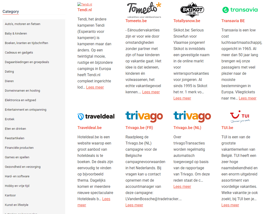 affiliate marketing in belgie - tradetracker
